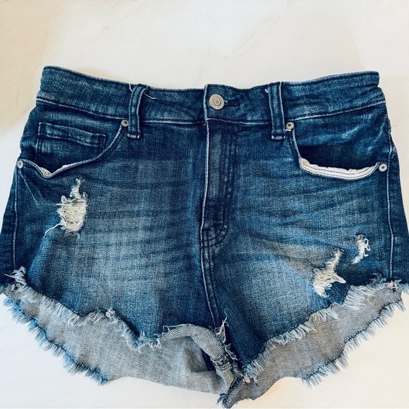 eunina Women Size M LuLu Hight Rise Cut Off Short Distress Raw Hem Short Denim - Picture 5 of 5